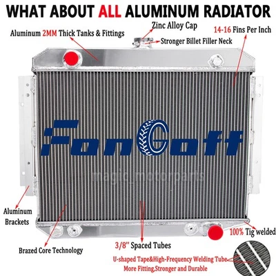 Se adapta a Dodge D100 D200 D150 W150 W200 W300 1971-1979 radiador de aluminio de 4 filas Foto 1 de 4