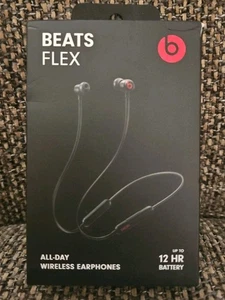 Beats by Dr. Dre Flex Wireless In-Ear Headphones 12 Hr Battery Black New Sealed - Picture 1 of 9