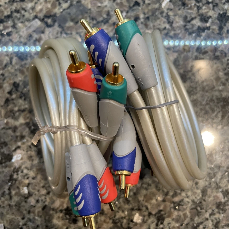 3’ Gray GOLD PLATED COMPONENT RCA VIDEO CABLE RGB Red/Green/Blue DVD TV - Image 1 of 1