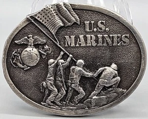 Silver U.S. Marines Belt Buckle. Bergamot Brass Works. 3" Long. 1982. Perfect! - Picture 1 of 8