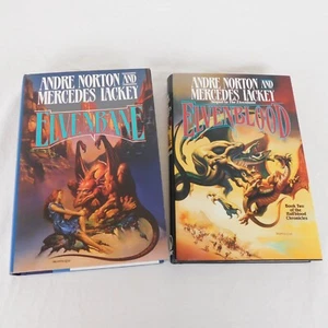 Set of 2 Andre Norton Mercedes Lackey Halfblood Series HCDJ Book Club Elvenbane - Imagen 1 de 7