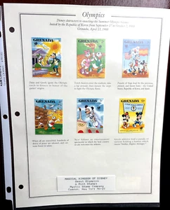 GRENADA GIOCHI OLIMPICI SEOUL 1988 CARTONI ANIMATI DISNEY TOPOLINO SET MNH 6 francobolli - Foto 1 di 9