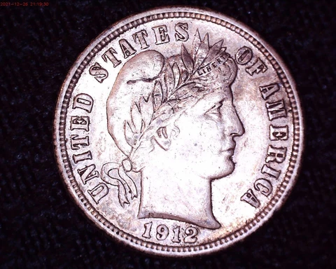!912 D Silver Barber Dime Nicely BU Detailed  Great Eye Appeal Coin  #BD4 Cover