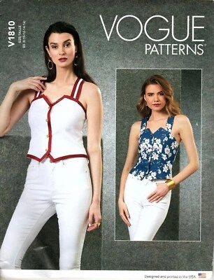 Vogue V1810 Misses and Petite 8 to 16 Casual Vest Tops Uncut Sewing Pattern - Image 1 of 2