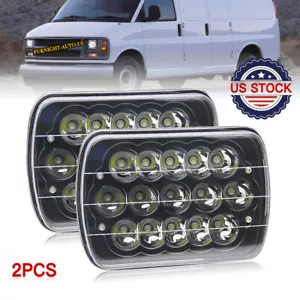 Pair 7X6" 5x7" LED Headlights Square For Chevy Express Cargo Van 1500 2500 3500 - Picture 1 of 8