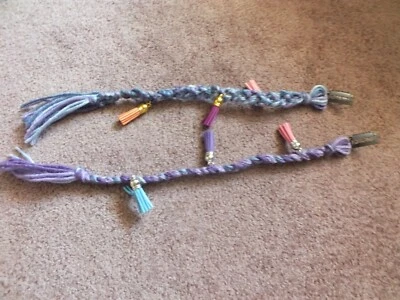 Handmade Dread Locks Fairy Braids Hair Clip Set 2 Purples Blues Leather Charms - Image 1 of 2