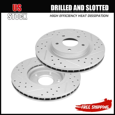 Rotores de freio dianteiros perfurados com fenda para 2007 2008 - 2012 Nissan Sentra Se-R Rogue - Imagem 1 de 4