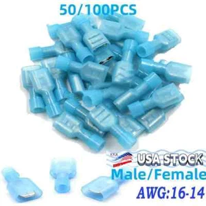 Nylon Female Male Insulated Spade Wire Connectors Crimp Terminal 16-14AWG 100PCS - Picture 1 of 13