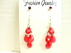 Set fuchsia/rosa 2 Stück passende Strass Ohrstecker & gestufte Ohrhänger   - Bild 1 von 1