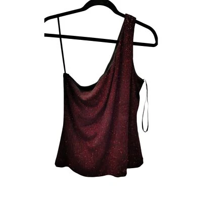 Xscape Top Formal Negro y Rojo Brillo Un Hombro Foto 1 de 4