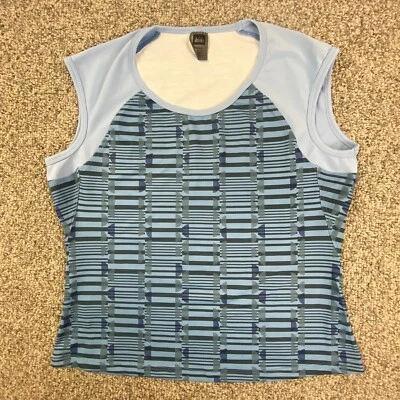 REI Athletic Top Womens Large Blue Geometric Sleeveless Pullover Made in USA — 第 1/4 张图片