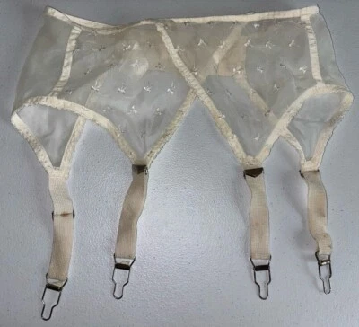 Vintage Naturflex Garter Belt Sheer Ivory Sz Small 24-26 USA Metal clips - Image 1 of 4