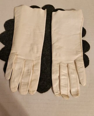 GUANTES MUJER DAWNELLE CUERO BLANCO VINTAGE DOBLE TEJIDO EN CAJA ORIGINAL Foto 1 de 4