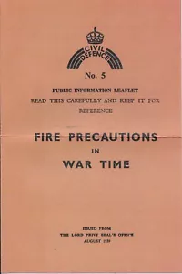 Precauciones de incendio en tiempos de guerra Segunda Guerra Mundial Folleto de defensa civil 1939 réplica - Imagen 1 de 2