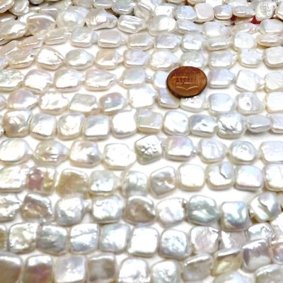 Moeda branca quadrada 11-13mm fio pérola - Imagem 1 de 2