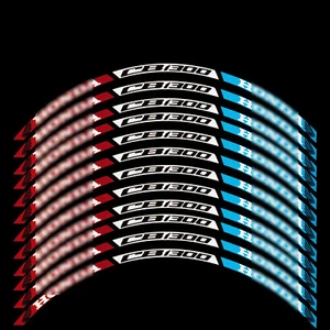 CB 1300 motorcycle wheel rim graphics REFLECTIVE tri colour x 12 pieces - Picture 1 of 2