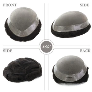 Mens Toupee Human Hair Replacement System Fine Mono Hair Pieces Express Delivery - Picture 1 of 13
