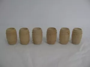Model Train Scenery 1/24 G Scale Solid Wood Wine Barrels Unfinished x 6 New! - Picture 1 of 9