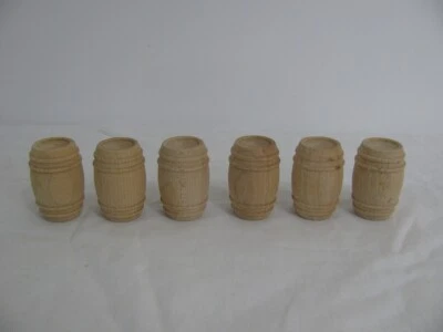 Model Train Scenery 1/24 G Scale Solid Wood Wine Barrels Unfinished x 6 New! - image 1 of 4
