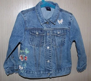 GAP Kids denim jean jacket with embroidery for little girls size XS (4) - Picture 1 of 6