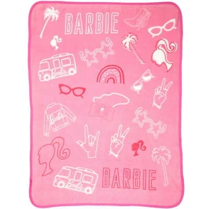Barbie Mattel Kids Girl's 46'' x 60'' Soft Plush Pink Coral Fleece Throw Blanket - Picture 1 of 6
