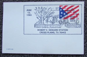 ROBERT E HOWARD CONAN SPECIAL 1ST DAY POSTAL CANCEL POST CARD 1993 - Picture 1 of 1
