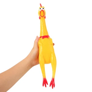 Squawking Rubber Chicken Large 16" Yellow Squeeze Squeaky and Screaming Chicken - Picture 1 of 12