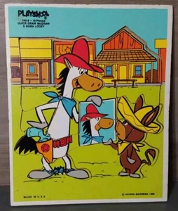 Vintage Playskool Wooden Puzzle Quick Draw McGraw Baba Looey 18pcs 340-8 - Picture 1 of 1