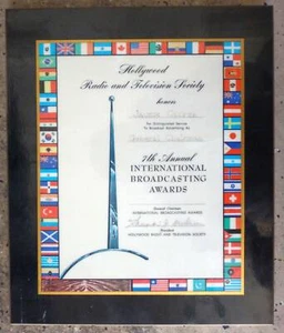 JACKIE COOPER Hollywood Radio & TV Society Award-International Broadcasting - Picture 1 of 1