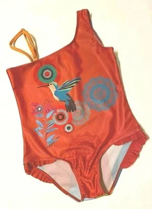 Desigual One Piece Kids Girls' Red/Blue/Green Adjustable Strap Swimsuit size S - Picture 1 of 12