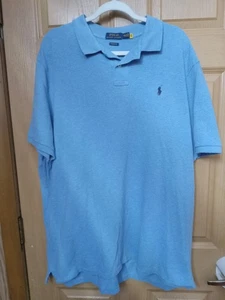 Polo Ralph Lauren Mens Short Sleeve Polo Shirt XXL Blue Cotton Dark Blue Pony - Picture 1 of 8