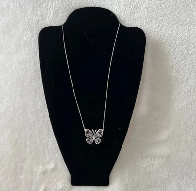 Collar Colgante SAI Vera Wang Plata de Ley 925 Cristal Púrpura Estrás Foto 1 de 4