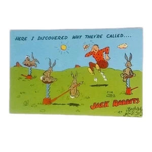 Kropp Cartoon Sie werden Jack Kaninchen genannt Vintage Souvenir Leinen Postkarte - Bild 1 von 2
