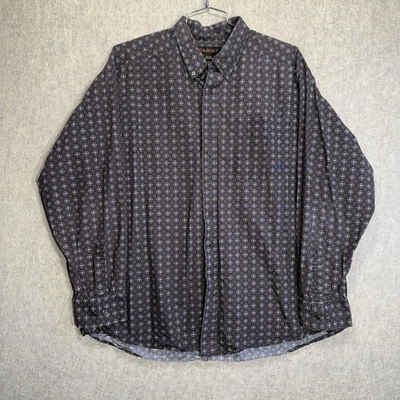 Camisa Ariat Para Hombre XXL Marrón Geométrica Abotonada Algodón Manga Larga Foto 1 de 4