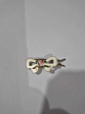 Antique Costume Enameled Roses Bow Hair Barrette - Image 1 of 2