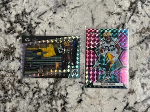 2022 Aaron Jones Prizm Card Lot (2)  - Bang! Silver & Pink Camo Mosaic Prizm - Picture 1 of 5