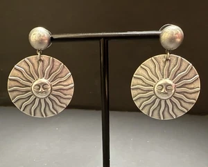 Pendientes de Colección Cara de Sol Tono Plateado Sol Boho Distintivo Joyería Cuelga Hippie - Imagen 1 de 5