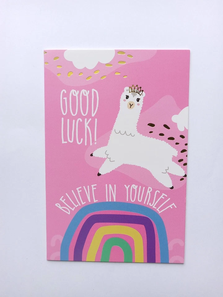 Tarjeta de felicitación de encohete, ¡buena suerte! Cree en ti mismo, llama Foto 1 de 1