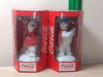 *FREE SHIP* 3.5" COCA~COLA POLAR BEARS Set of 2 Collectible Figures Basic Fun - Image 1 of 4