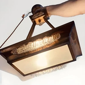 Atemberaubende Art Deco Ezan französische Kupferglas-Deckenlampe Henri Petitot C1930 - Bild 1 von 19