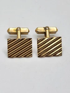 Vintage Gold Tone Metal Geometric Swank Cufflinks - Picture 1 of 5
