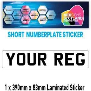 SNP01 kurzes Nummernschild zum Aufkleben - Motorhaube Stoßstange Wohnwagen - Show Fun Aufkleber - Bild 1 von 1