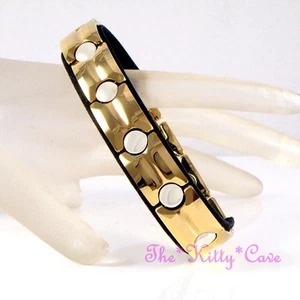 Magnétique Tungstène Bio Arthrite Soulagement Sport Santé 24K Plaqué Or Bracelet - Imagen 1 de 12