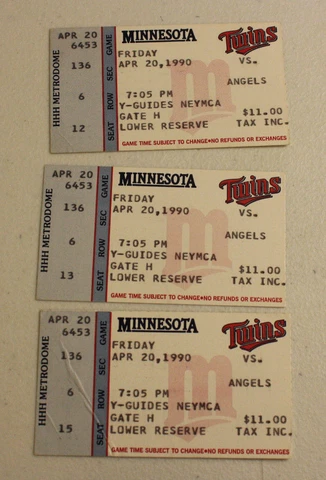 Minnesota Twins April 20 1990 Ticket Stub Kirby Puckett 97th Home Run Cover