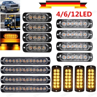 4Stk 4/6/12LED Auto Frontblitzer Blitzlicht Warnleuchte LKW Strobe Licht 12V 24V - Bild 1 von 4