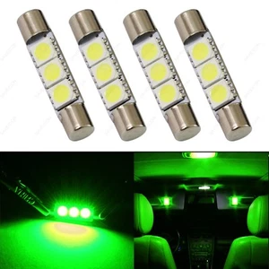 4 x Green 28mm 3SMD T6 6641 LED Bulbs Sun Visor Vanity Mirror Fuse Lights +TOOL - Picture 1 of 5