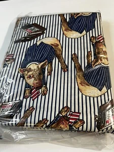 Trajes de cerdo a rayas Joe Boxer Corp vintage de tela de 3 + yardas x 44" - Imagen 1 de 2