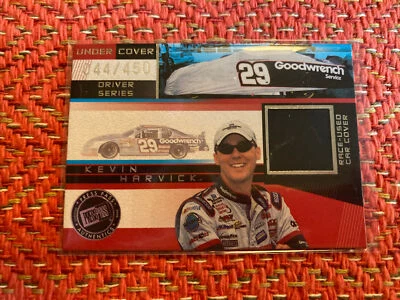 Kevin Harvick Press Pass Silver Under Cover Race Used Car Cover  SN: 044/450. - Image 1 of 4