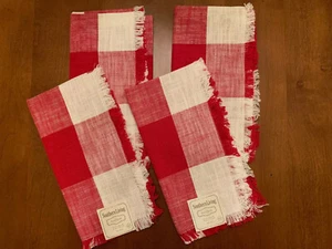 Southern Living Set Of 4 Red White Checked Napkins 20” X 20” Cotton - Picture 1 of 6