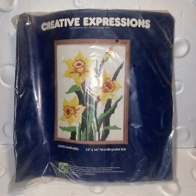 New Vintage Creative Expressions Daffodil Kit Needlepoint Kit #3305 12 x 16" - Image 1 of 2